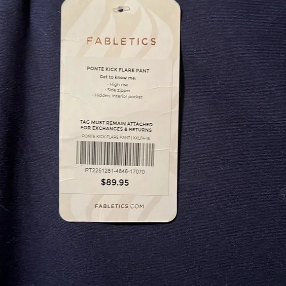FABLETICS NWT NAVY BLUE BOOT CUT STYLE INVISIBLE SIDE ZIPPER SIZE XXL - Picture 3 of 5